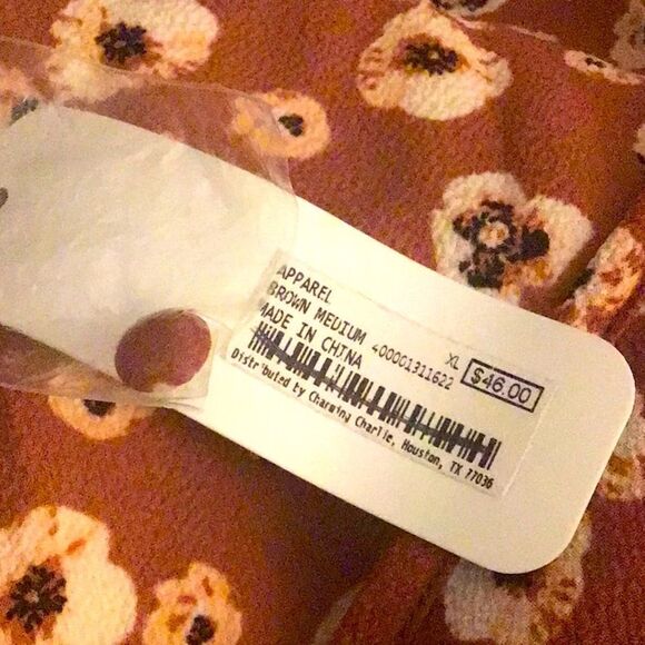 Charming Charlie Burnt Orange Ruffled Wrap Front Autumn Crop Blouse NEW - Picture 13 of 14